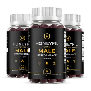 HoneyFil men's vitality gummy bottle, product overview